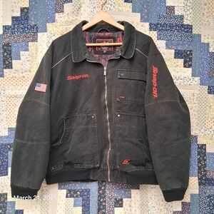 Choko Snap On Canvas Jacket Black Mens Size XL Quilted Satin Lining